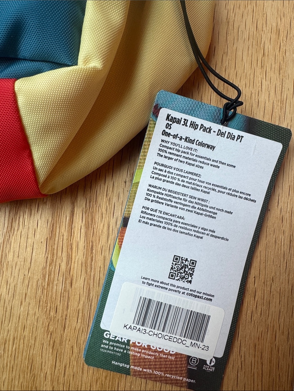 cotopaxi Multicolor Del Día Waist Pack in Teal, Red, Orange, Green, Cream - Picture 2 of 3